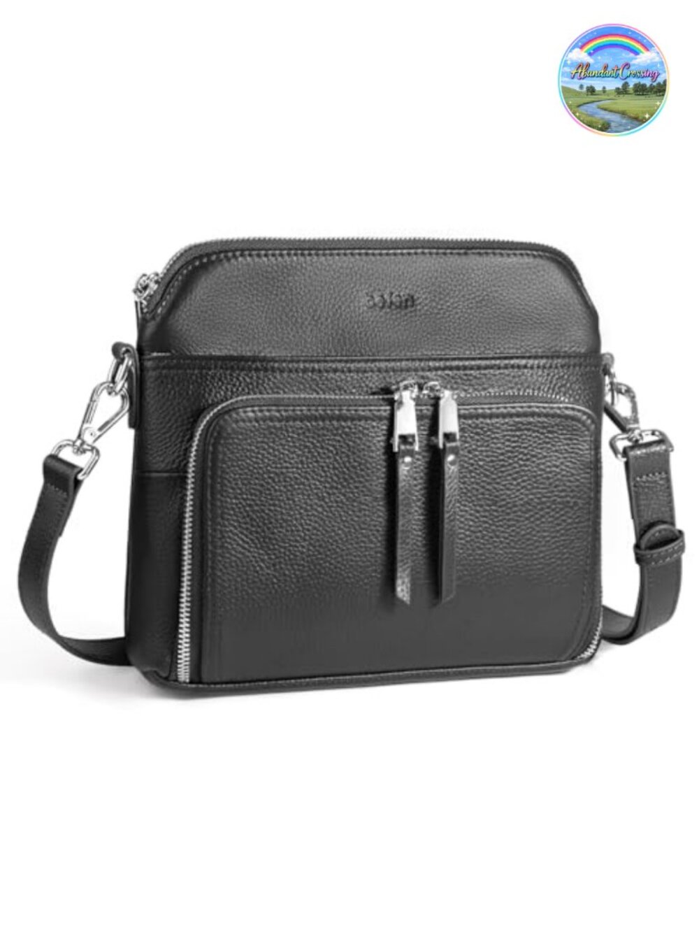 Genuine Leather Crossbody Bag RFID Wallet Full Grain Pebble Leather Purse